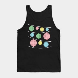 Lanterns | Green Pink Yellow Blue | Pastel Tank Top